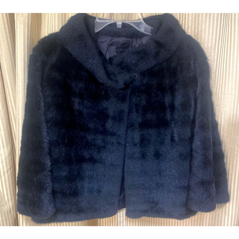 Vintage 1950s Faux Fur Short Jacket Hollywood Glam Sm/Med